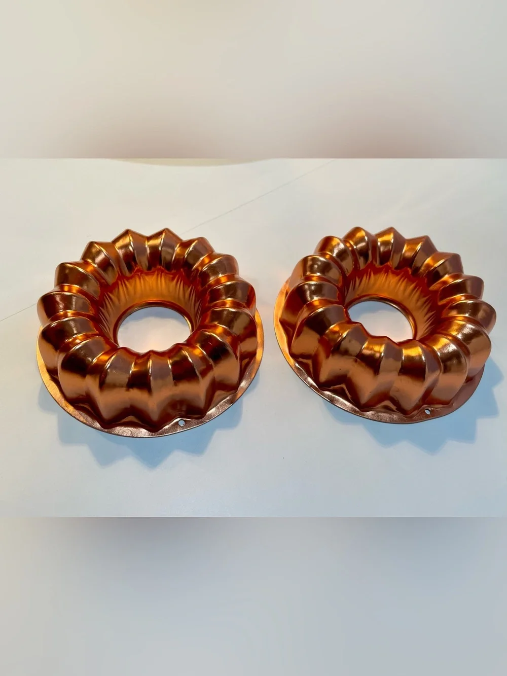 Vintage Copper Jello & Bundt Mold Set of 3 – Large Ring Mold + Mini Fluted Molds